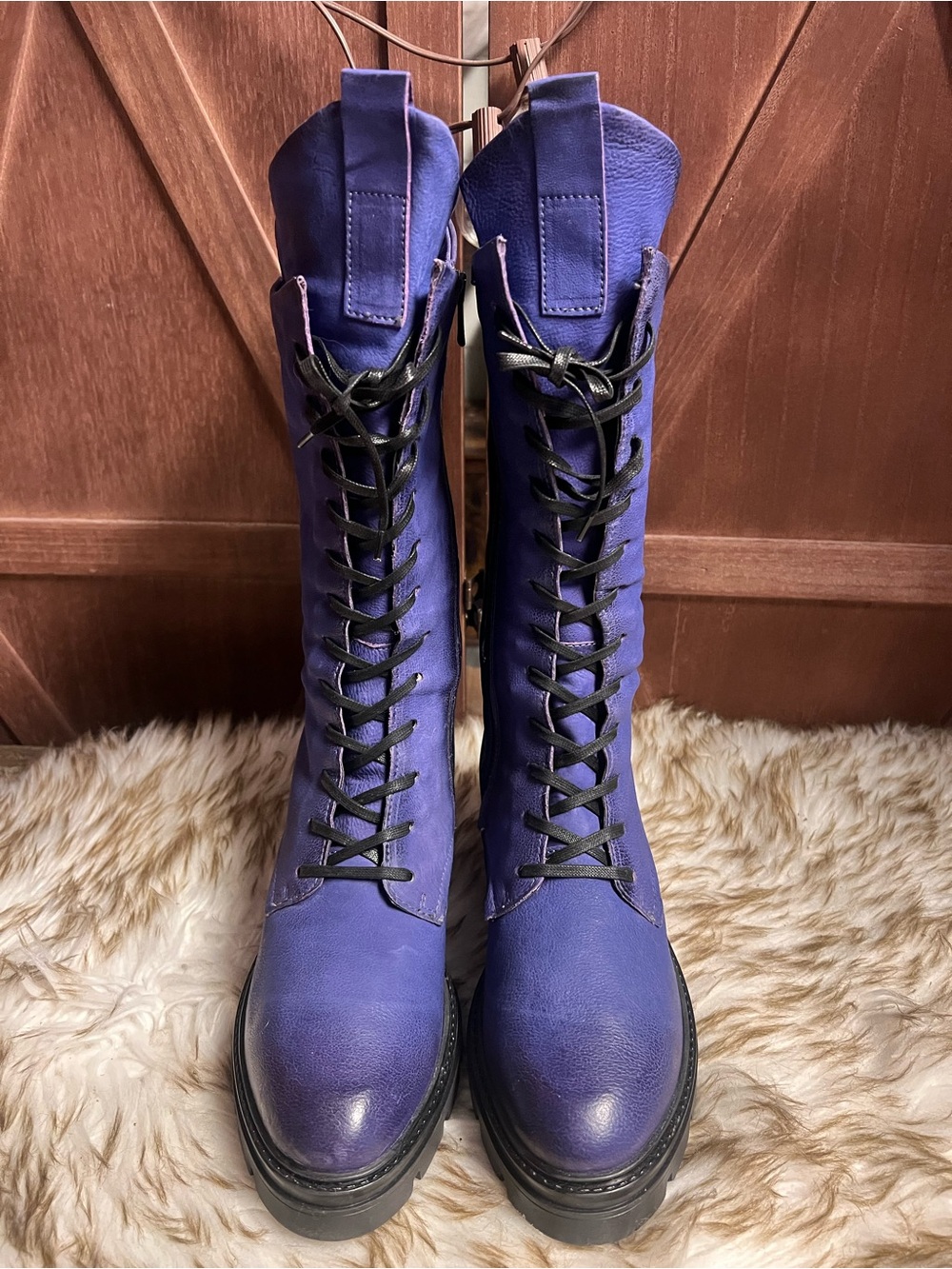 MJUS Women's Purple Lace-Up Combat Boots size 40